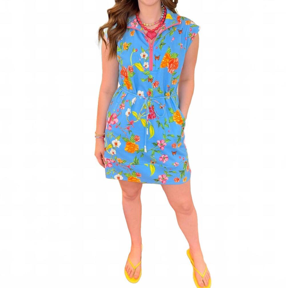 NEW ALDEN ADAIR women's leigh dress in aqua parterre